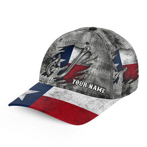 Texas flag fish hook fishing camo Custom fishing hat Unisex Fishing Baseball Angler flag hat cap NQS8525