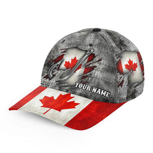 Load image into Gallery viewer, Canadian flag fish hook fishing camo Custom fishing hat Unisex Fishing Baseball Angler flag hat cap NQS8526