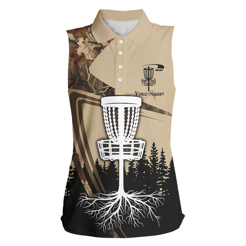 Disc golf sleeveless polo shirt for Women custom camouflage disc golf basket, Disc golf jerseys NQS8532