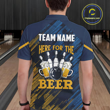 Load image into Gallery viewer, Blue and Yellow Pattern Bowling Shirt For Men Custom Here For The Beer Funny Bowling Tournament Shirt NQS10717