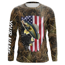 Load image into Gallery viewer, Custom American Walleye fishing camo shirts for men Performance Long Sleeve fishing shirt NQS1032