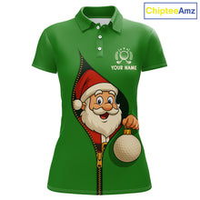 Load image into Gallery viewer, Green Christmas Funny Santa Golf Polo Shirt For Women Custom Xmas Ladies Golf Attire, Christmas gifts NQS10927