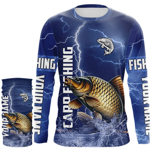 Carp Fishing blue lightning jerseys custom performance Long Sleeve tournament fishing shirts NQS9235