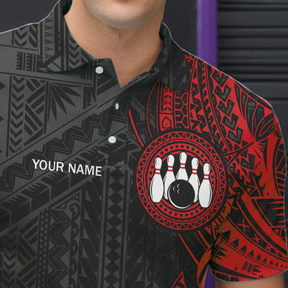 Black and Red Tribal pattern Mens Bowling Shirts Custom Bowling outfit men Team bowling league jersey NQS9738