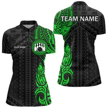 Load image into Gallery viewer, Black and Green Tribal pattern Womens Bowling Shirts Custom Bowling outfit ladies Team bowling jerseys NQS9739