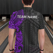 Load image into Gallery viewer, Black and Purple Tribal pattern Men Bowling Shirt Custom Bowling outfit men Team bowling league jersey NQS9740