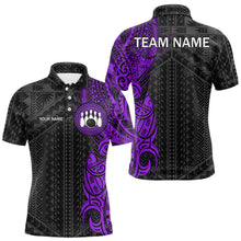 Load image into Gallery viewer, Black and Purple Tribal pattern Men Bowling Shirt Custom Bowling outfit men Team bowling league jersey NQS9740