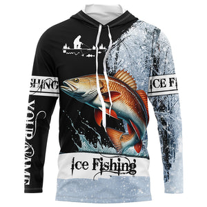 Redfish puppy Drum Ice Fishing 3D All Over Printed Shirts For Fisherman, Redfish fishing jerseys NQS304