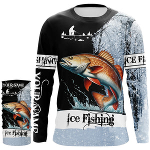 Redfish puppy Drum Ice Fishing 3D All Over Printed Shirts For Fisherman, Redfish fishing jerseys NQS304