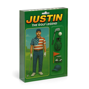 Toy box Golf Acrylic Plaque Custom Name and Face, American Flag Gift for Golfer - NQS10109