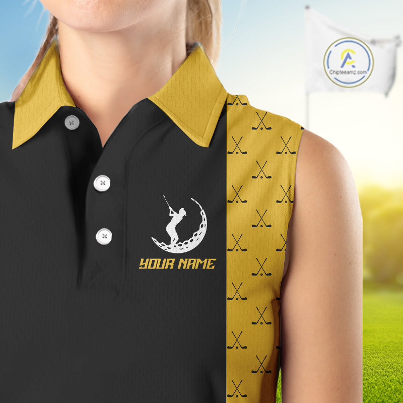 Funny Golf beer Women Sleeveless Polo shirt custom Weekend forecast golfing with a chance of drinking NQS10302