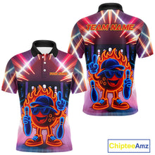 Load image into Gallery viewer, Funny Flame Neon Bowling Ball Mens Bowling Polo, Quarter Zip Shirts Custom Bowling Team jersey NQS10306