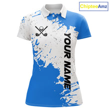 Load image into Gallery viewer, Blue and White matching golf polo shirts for couples Custom team golf outfit, couple golf attire NQS11316