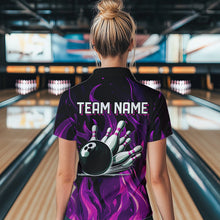 Load image into Gallery viewer, Women bowling Polo, Quarter Zip shirts Custom Pink Flame Bowling Team Jersey, gift for team Bowlers NQS9603