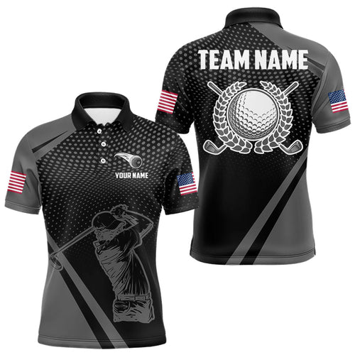 Golf Polo Shirts For Men Custom Team Name golf tops for mens, unique golf gifts | Black NQS9748