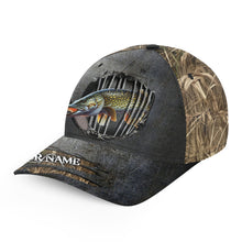 Load image into Gallery viewer, Northern Pike fishing camo Custom fishing hat Unisex Fishing Baseball Angler pike cap NQS3248