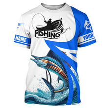 Load image into Gallery viewer, Sailfish fishing Custom sun protection long sleeve fishing shirts, Sailfish fishing jerseys | Blue NQS5321