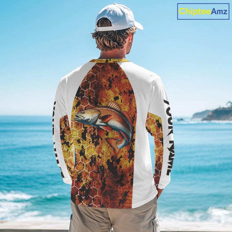 Redfish Fishing Scales Camo custom performance long sleeve Redfish fishing shirts NQS10005