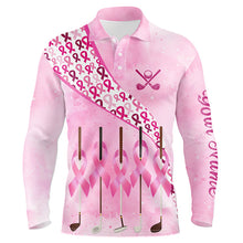 Load image into Gallery viewer, Pink ribbon golf clubs Men golf polo shirt custom breast cancer golf shirts for men, male golf outfits NQS8116