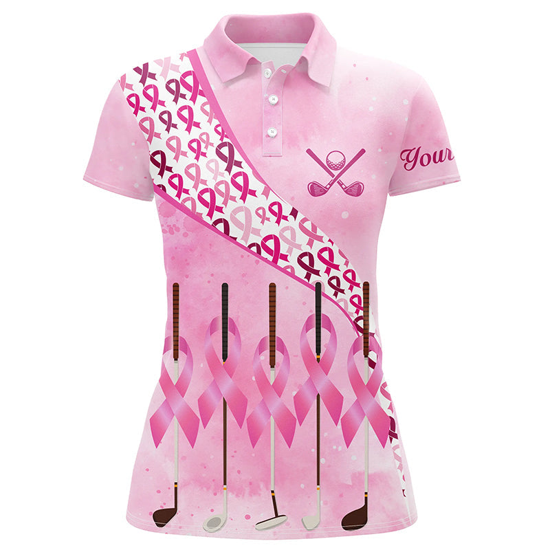 Pink ribbon golf clubs Womens golf polo shirt custom breast cancer golf shirts for ladies golf outfits NQS8116