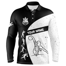 Load image into Gallery viewer, Black and white Bowling polo shirts for men custom Bowling Team League Shirt, bowling shirts for men NQS6211