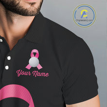 Load image into Gallery viewer, Pink ribbon golf ball clubs Black Mens polo golf shirts Custom Breast cancer team golf jerseys NQS10507