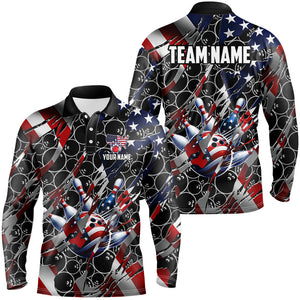 American flag black bowling camo Mens bowling shirts Custom patriotic Bowling Team League Jerseys NQS8550