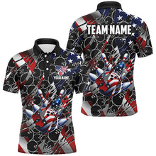 Load image into Gallery viewer, American flag black bowling camo Mens bowling shirts Custom patriotic Bowling Team League Jerseys NQS8550