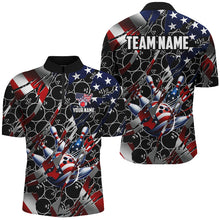 Load image into Gallery viewer, American flag black bowling camo Mens bowling shirts Custom patriotic Bowling Team League Jerseys NQS8550