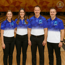 Load image into Gallery viewer, Blue and White Bowling Polo, Quarter Zip Shirt For Women Custom Team Bowling jerseys NQS11321