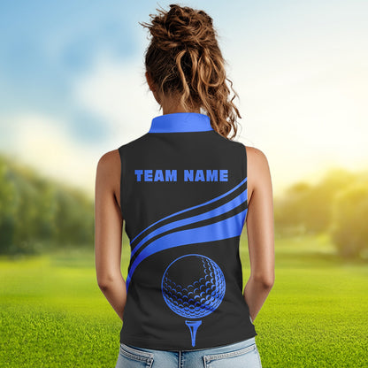 Personalized sleeveless polo golf shirts for women custom black and blue golf shirts team golf jersey NQS9430