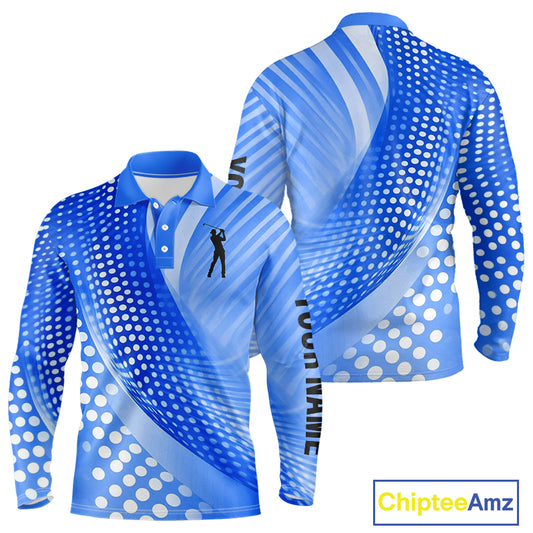 Blue Mens golf polo shirts custom team golf tops for men, personalized golf gifts NQS11533