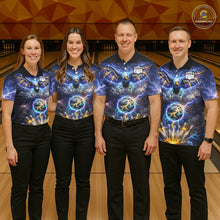 Load image into Gallery viewer, Custom Blue Lightning Thunder Eagle Bowling team shirts For Men, cool Bowling jersey gift for bowlers NQS11537