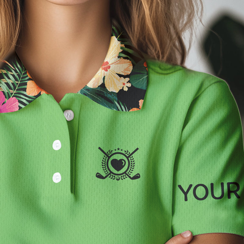 Green tropical leaf Funny Women golf polo shirts custom name I am not swearing I'm using my golf words NQS9754