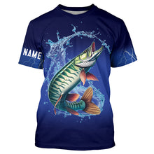 Load image into Gallery viewer, Musky Fishing blue lightning 3D All Over printed Customized Name Muskie fishing jerseys NQS317