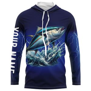 Tuna Fishing blue lightning 3D All Over printed shirts Customized Name Tuna Fishing apparel NQS322