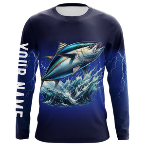 Tuna Fishing blue lightning 3D All Over printed shirts Customized Name Tuna Fishing apparel NQS322