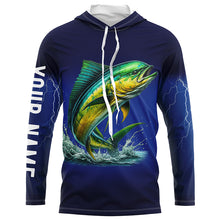 Load image into Gallery viewer, Mahi Mahi Fishing blue lightning 3D All Over printed shirts Customized Name Dorado Fishing apparel NQS314