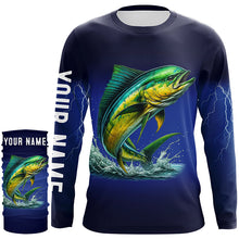 Load image into Gallery viewer, Mahi Mahi Fishing blue lightning 3D All Over printed shirts Customized Name Dorado Fishing apparel NQS314