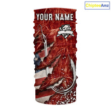 Load image into Gallery viewer, American flag fish hook red camo fishing custom sun protection performance long sleeve fishing shirt NQS10012