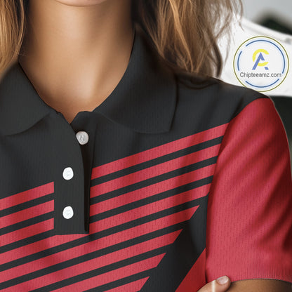 American Flag Golf polo shirts For Women custom patriotic golf top for ladies, golfing gifts | Black NQS10016