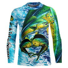 Load image into Gallery viewer, Mahi mahi fishing blue sea water camo Custom UV protection performance long sleeve fishing shirts NQS8123