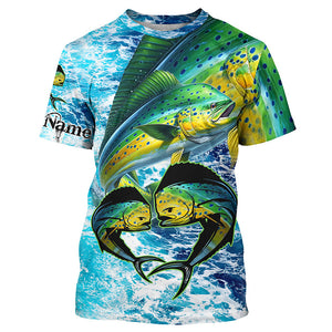 Mahi mahi fishing blue sea water camo Custom UV protection performance long sleeve fishing shirts NQS8123