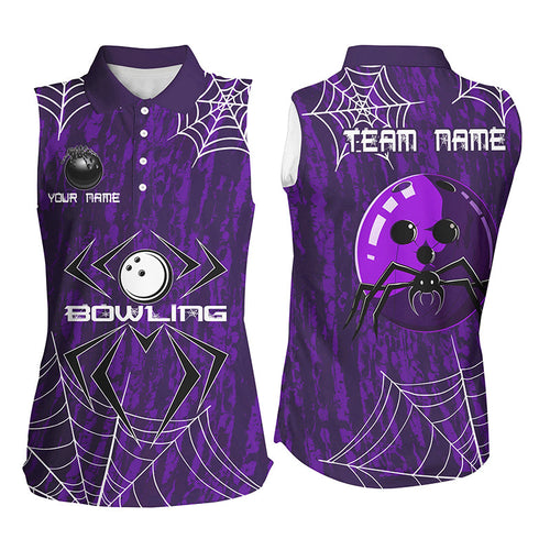 Purple Camo Bowling Sleeveless Polo shirts Custom Spider web Halloween Men Team Bowling jerseys NQS8343