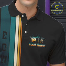Load image into Gallery viewer, Black and Green Retro Bowling Polo, Quarter Zip Shirts for Men Custom Team Bowling League Jerseys NQS10744