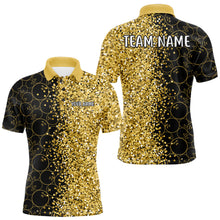 Load image into Gallery viewer, Black Camo and Gold glitter Bowling Shirts For Men Custom bowling jersey gift for bowlers NQS10938