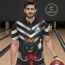 Load image into Gallery viewer, Funny Bowling Shirts Black and Silver Metal Team Bowling Polo, 1/4 Zip Shirts Custom bowling gifts NQS10942