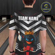 Load image into Gallery viewer, Funny Bowling Shirts Black and Silver Metal Team Bowling Polo, 1/4 Zip Shirts Custom bowling gifts NQS10942