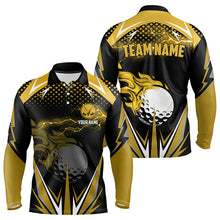 Load image into Gallery viewer, Mens golf polo shirts custom Yellow Lightning Golf ball fire team golf jersey, mens golf attire NQS9266