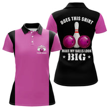 Load image into Gallery viewer, Funny Bowling shirts for Women Custom vintage pink and black Does this shirt make my balls look big NQS9268